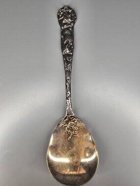 Vintage W.A. Italy Silverplated Large Serving Spoon "Bridal Rose" Pattern